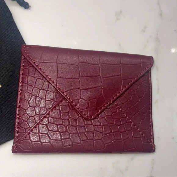 NWOT Rachel Miriam burgundy snakeskin genuine leather card holder - Picture 13 of 14
